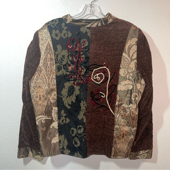 Julia Kim Womens Size M Jacket Art to Wear Mixed Media Sequin Button Embroidered - Picture 4 of 6